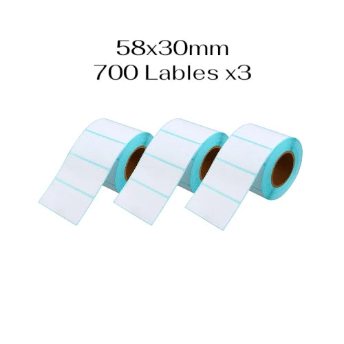 Thermal Labels 58×30mm (700 Labels/Roll) | Roll / 3-Roll Pack / Box of 75