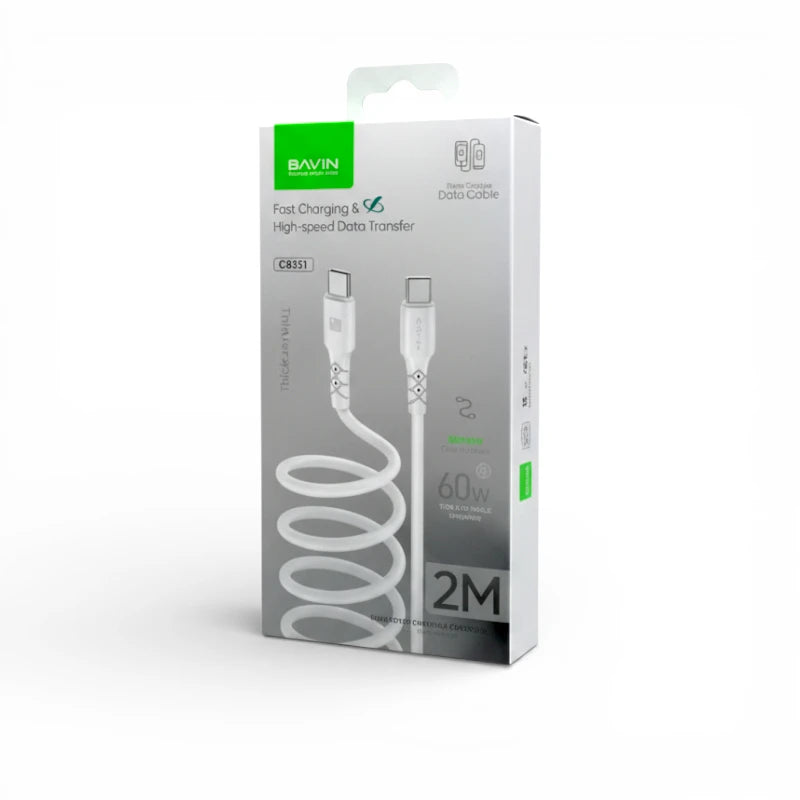 BAVIN USB‑C to USB‑C Cable CB351 – 60W Fast Charge (2m, Thick Wire)