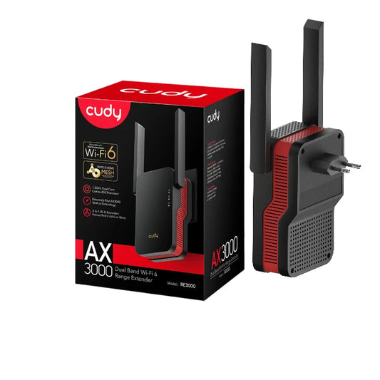 Cudy RE3000 AX3000 Dual-Band Wi‑Fi 6 Range Extender (Mesh Ready)