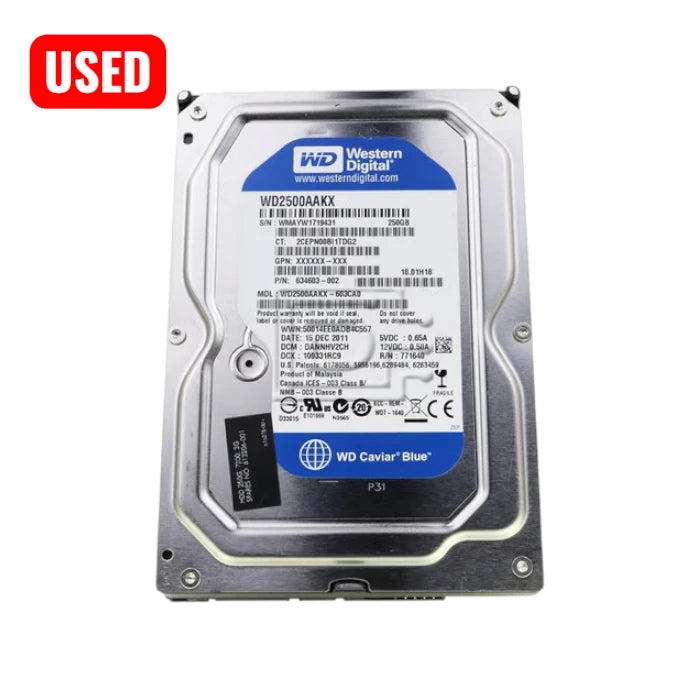 250GB 3.5" USED Western Digital WD HDD Caviar Blue SATA Hard Drive (WD2500AAKX)