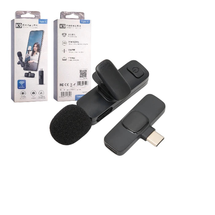 K9 Wireless Lavalier Microphone (Type‑C) – Plug & Play Clip Mic for Vlog/Live/Interview