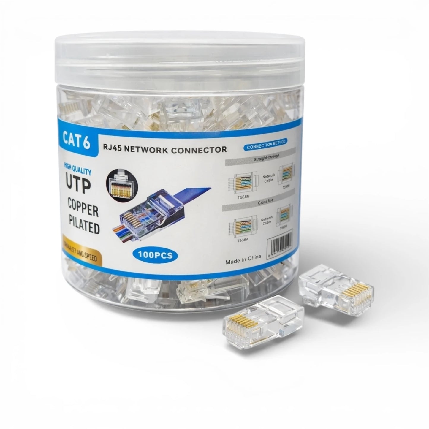 CAT6 RJ45 Network Connectors (UTP) - 100 Pack