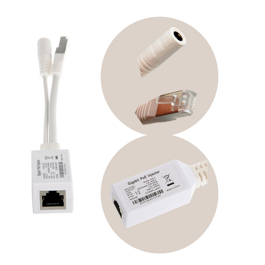 GIGABIT PASSIVE POE INJECTOR AND SPLITTER KIT 9/48V White