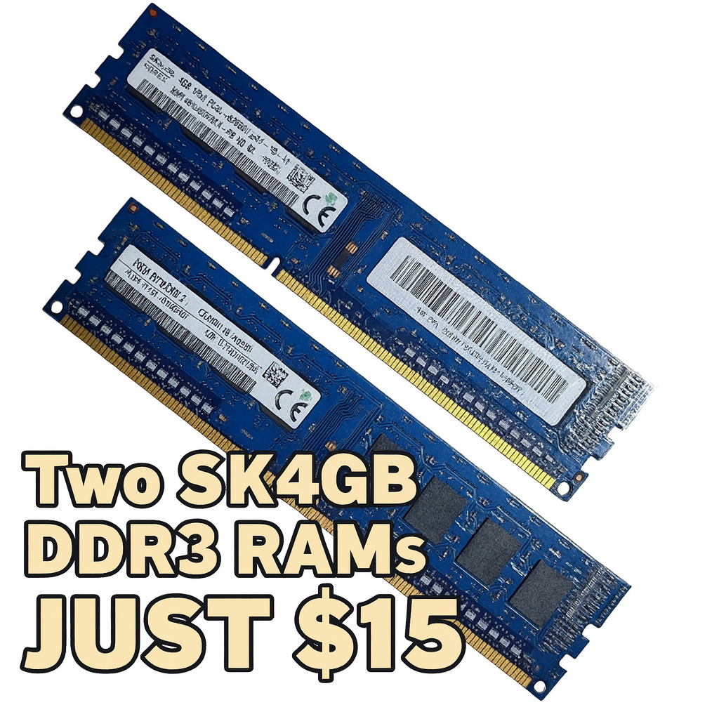 BUNDLE SK hynix DDR3 Desktop RAM Bundle – 8GB Total (2 × 4GB) UDIMM Memory Modules