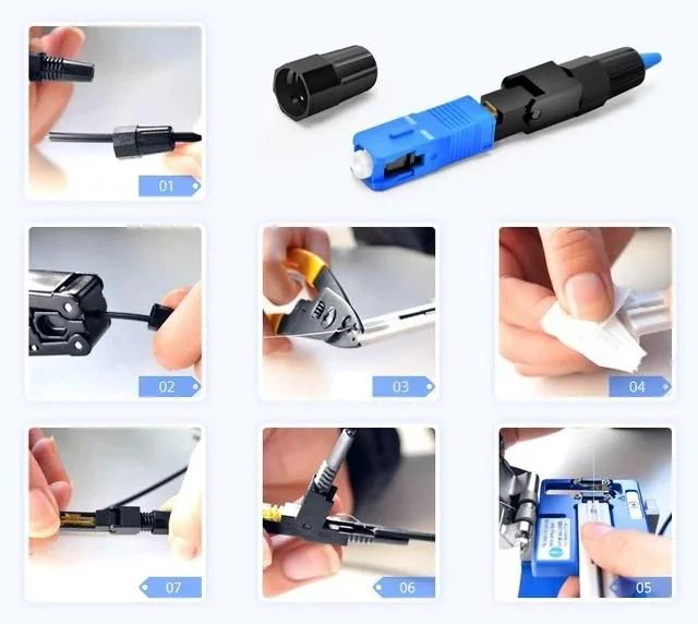 Fiber Optic Fast Connector SC/UPC SC/APC (Blue) – Reusable Quick-Install FTTH Fast Stable SC/UPC Fiber Connectors for Optical-Fiber