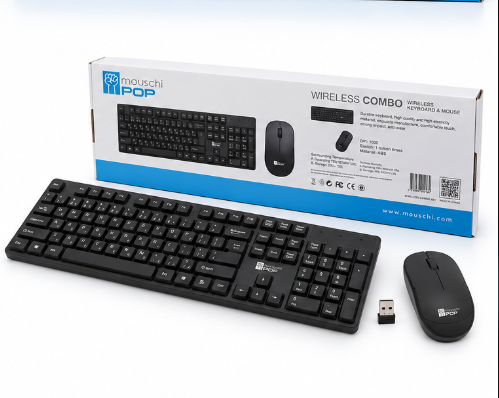 Mouschi POP Wireless Combo (Keyboard and Mouse) – Black