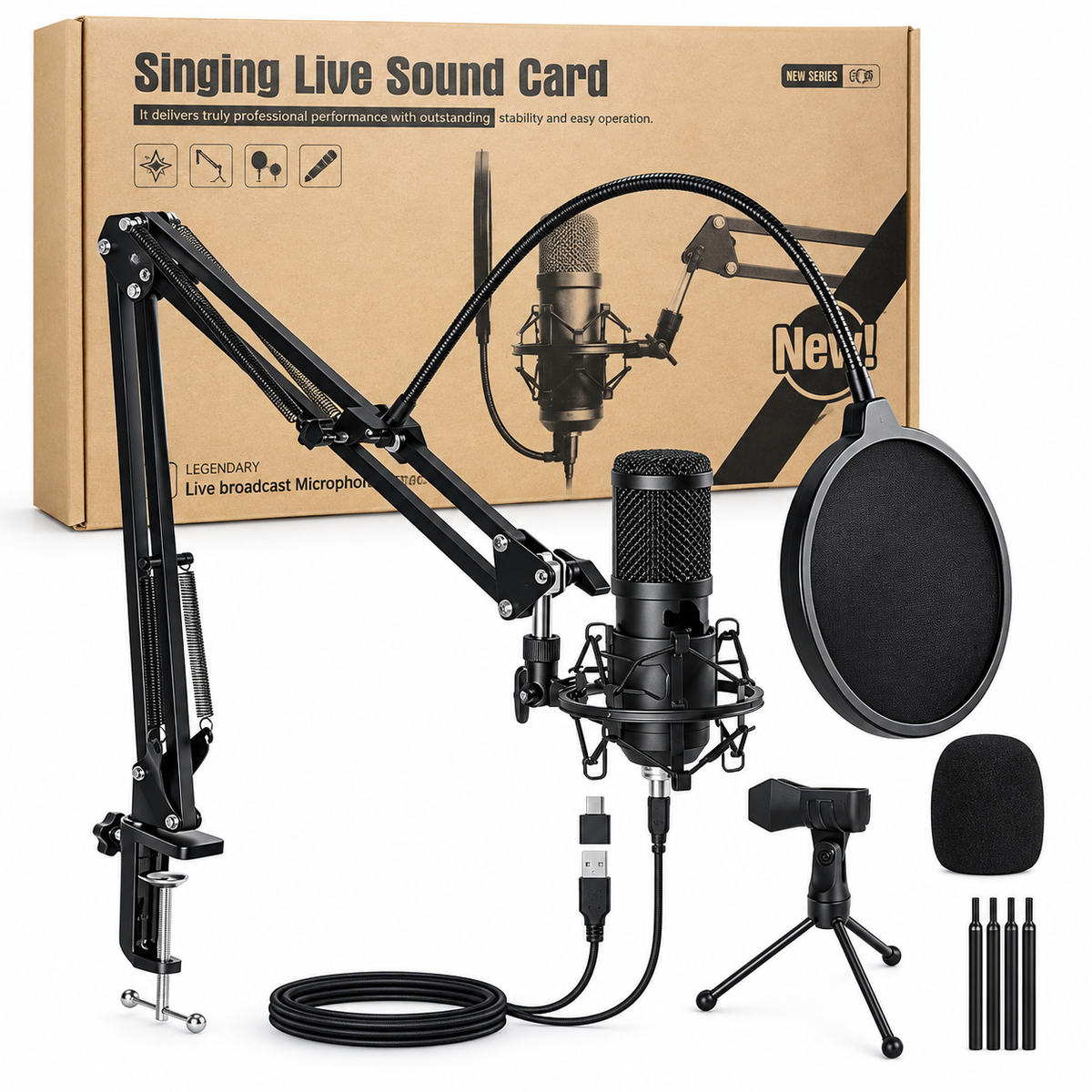 Singing Live Sound Card – Live Broadcast Microphone Kit
