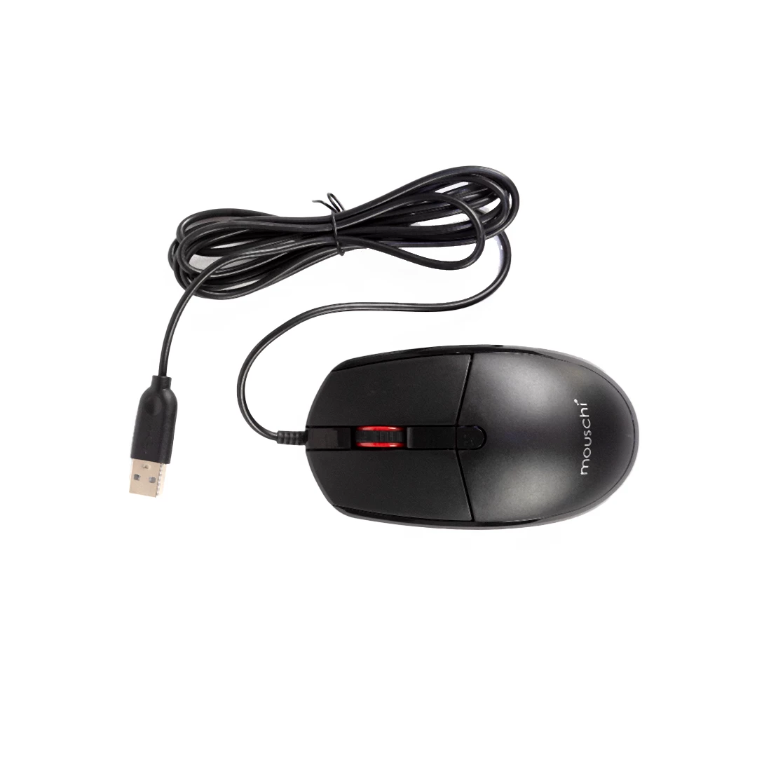 Mouschi Heavy-Duty Wired USB 2.0 Optical Mouse – Adjustable 1000/1200/1600 DPI, 1.8m Cable
