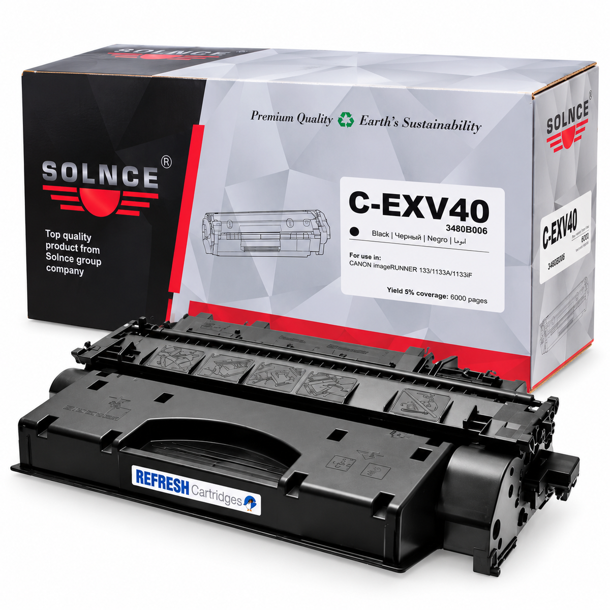 C-EXV40 / 3480B006 Compatible Canon Black Copier Toner Cartridge for imageRUNNER 133, 1133A, 1133iF โ 6000 Pages