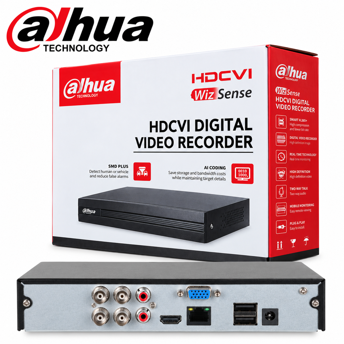 Dahua 4ch , 2MP DH-XVR1B04-I 4-Channel HDCVI WizSense Digital Video Recorder (DVR) โ Up to 1080P, 1 HDD Bay