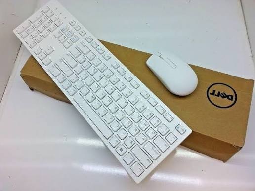 lebbuy Dell KM636 white wireless keyboard and mouse combo with Arabic layout on a cardboard box