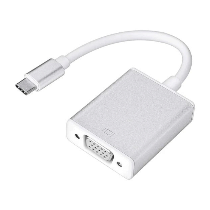 lebbuy USB-C to VGA adapter in silver with a compact white cable for 1080p video output to projectors and monitors