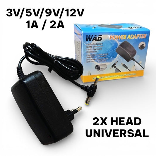 AC 110-220V Twin Head Power Adapter Wall Charger, 3V/5V/9V/12V Options, 1A/2A, Universal Charger, Black,