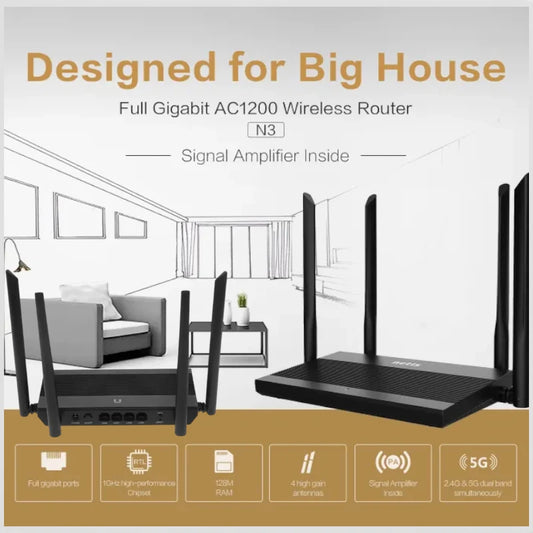 Netis N3 AC1200 Dual-Band Gigabit Router | 2.4/5GHz Wi-Fi 5