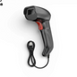 lebbuy BUEROTIKA handheld 2D barcode scanner with black ergonomic body, red trigger, and USB cable for POS systems