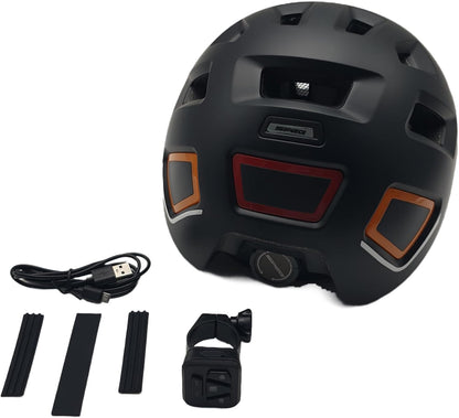 Speq E-Bike Smart Helmet: Integrated Rear Light, Turn Signal, Ventilation, Black L/XL