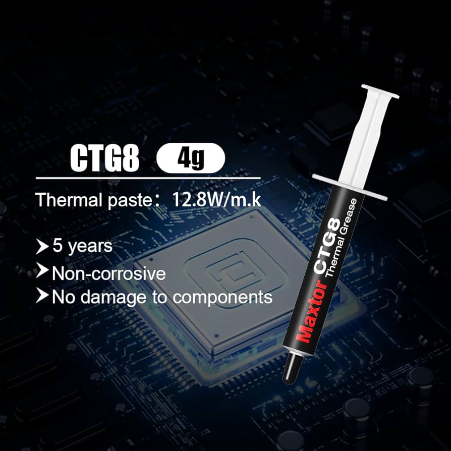 Maxtor CTG8 high-performance, carbon-based thermal heat dissipation (around 12.8W/mK) for CPUs, GPUs, and others