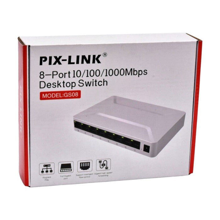 8-Port 10/100/1000Mbps Desktop Ethernet Switch – Model GS08