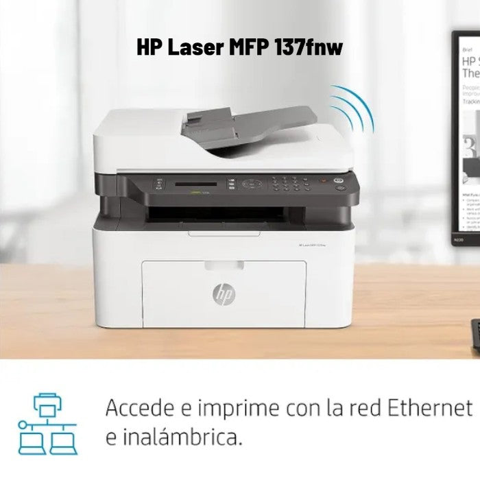 HP Laser MFP 137fnw Printer, Print/Scan/Copy/Fax, Up To 20 PPM, 1200×1200 DPI, ADF, New