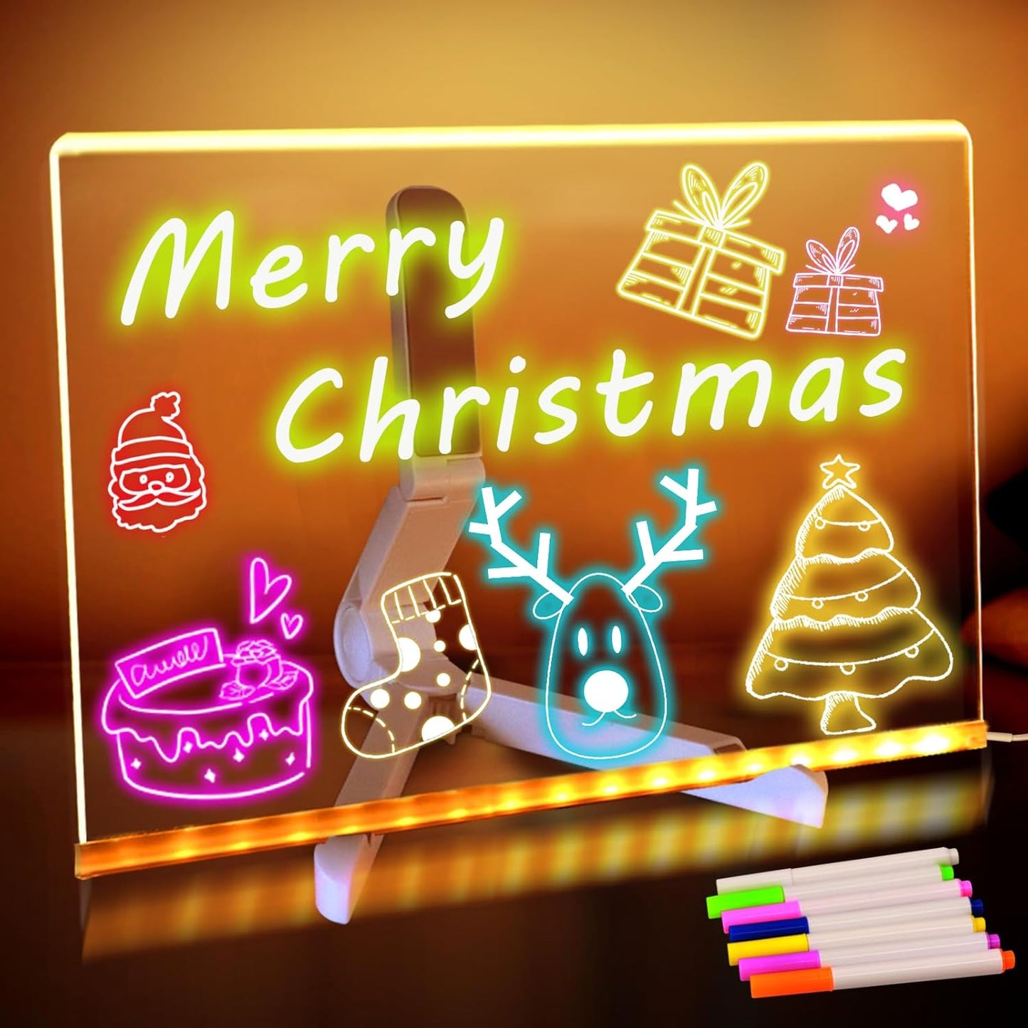 Vibrant LED Acrylic Dry Erase Note Board - Light-Up Message & Drawing Display