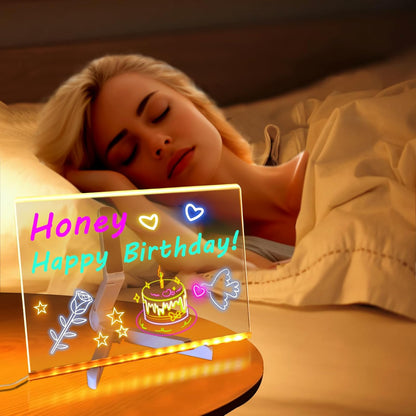 Vibrant LED Acrylic Dry Erase Note Board - Light-Up Message & Drawing Display