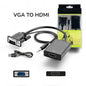 VGA to HDMI Adapter, 1080P Converter with Audio + Power, Connect Laptop/PC to HDMI Monitor/Projector, Black, VGA-HDMI, New