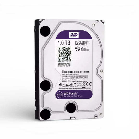 1TB Western Digital WD Purple HDD Surveillance Hard Drive (WD10PURX) – 3.5" SATA, 64MB Cache, 24/7