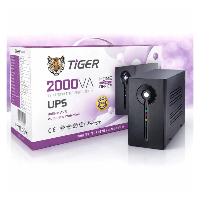 TiGER 2000VA UPS Home & Office PC/PS5/PS4  Uninterruptible Power Supply with AVR (Built‑in Protection)