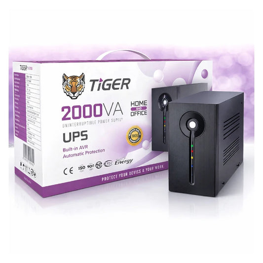 TiGER 2000VA UPS Home & Office PC/PS5/PS4  Uninterruptible Power Supply with AVR (Built‑in Protection)