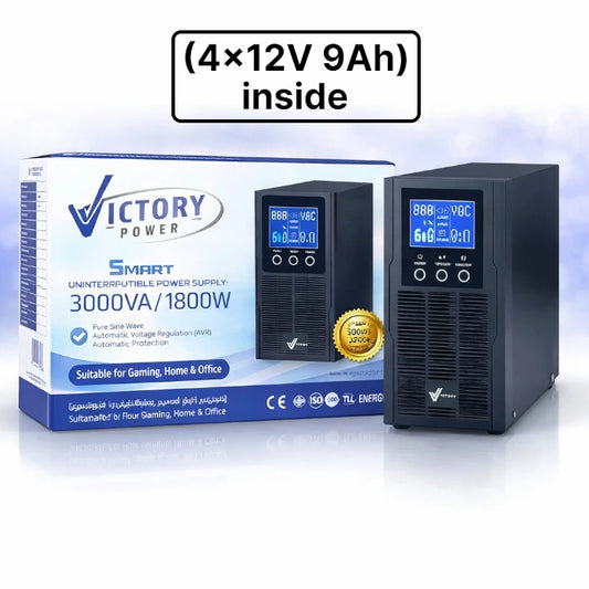 Victory Power V-OFF 3000VA UPS 1800W Pure Sine Wave with AVR & LCD (4x12V 9Ah) inside