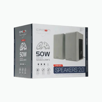 Crown CMS-507 Speakers 2.0 – 50W Wooden Desktop Speaker System