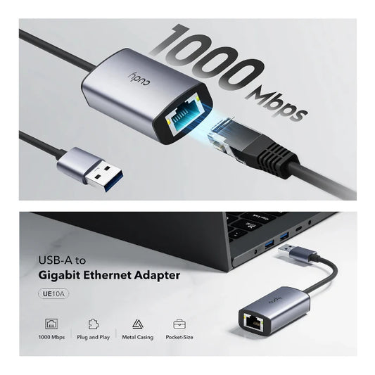 Cudy UE10A USB‑A to RJ45 Gigabit Ethernet Adapter (10/100/1000 Mbps)