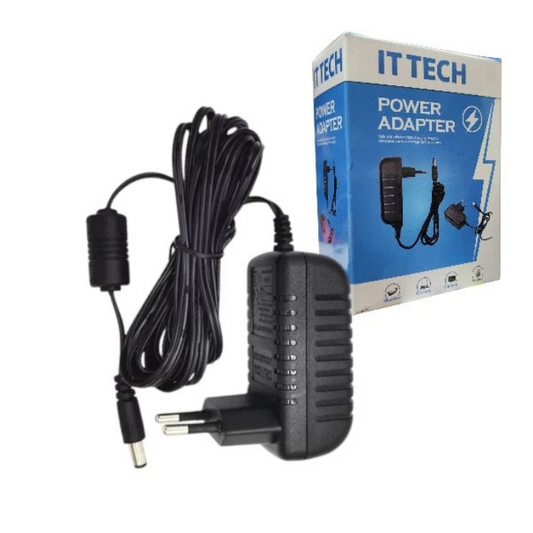 lebbuy IT TECH 12V 2A AC to DC wall power adapter with 5.5x2.5mm barrel plug and retail packaging box
