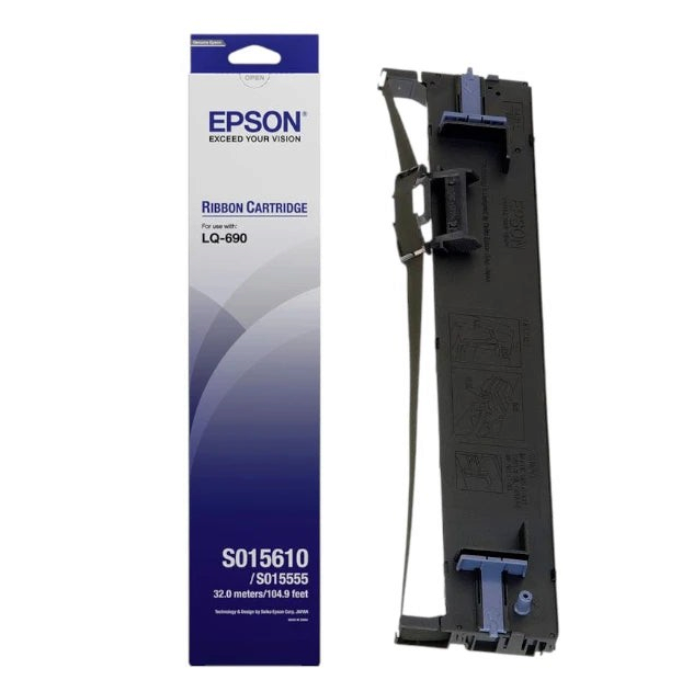 lebbuy Epson S015555 black ribbon cartridge for dot-matrix printers with original retail packaging