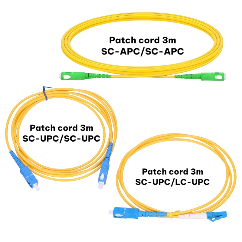 Single Mode Fiber Optic Patch Cord 3m - SC/APC-SC/APC, SC/UPC-SC/UPC ...