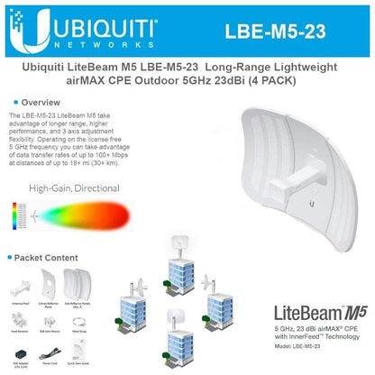 Ubiquiti LiteBeam LBE-M5-23 5GHz CPE Bridge 23dBi | AirMax | Long-Range Point-to-Point