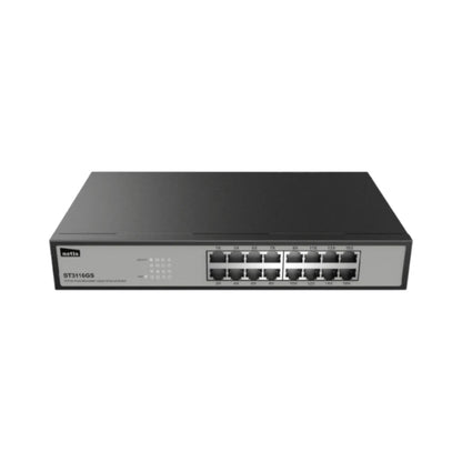 Netis ST3116GS 16 Port Unmanaged 10/100/1000M Gigabit Ethernet Switch - Sturdy Metal Desktop Size | Expandable to Standard 19 inch Rack Mount included