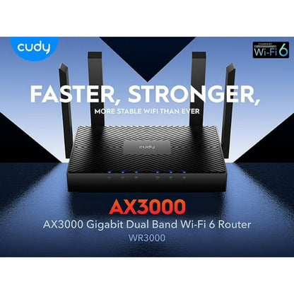 Cudy AX3000 WiFi 6 – 802.11ax Wireless Dual Band Gigabit Internet Router, VPN Compatible, MU-MIMO, Wire Guard,  Mesh WR3000