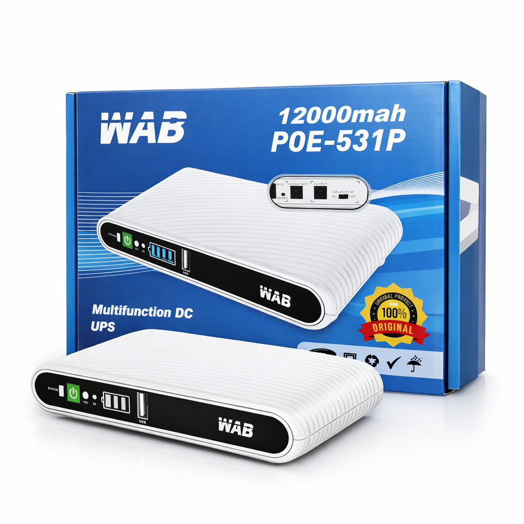 WAB POE-531P Multifunction DC UPS Power Backup 12000mAh with PoE Output (9V/12V)