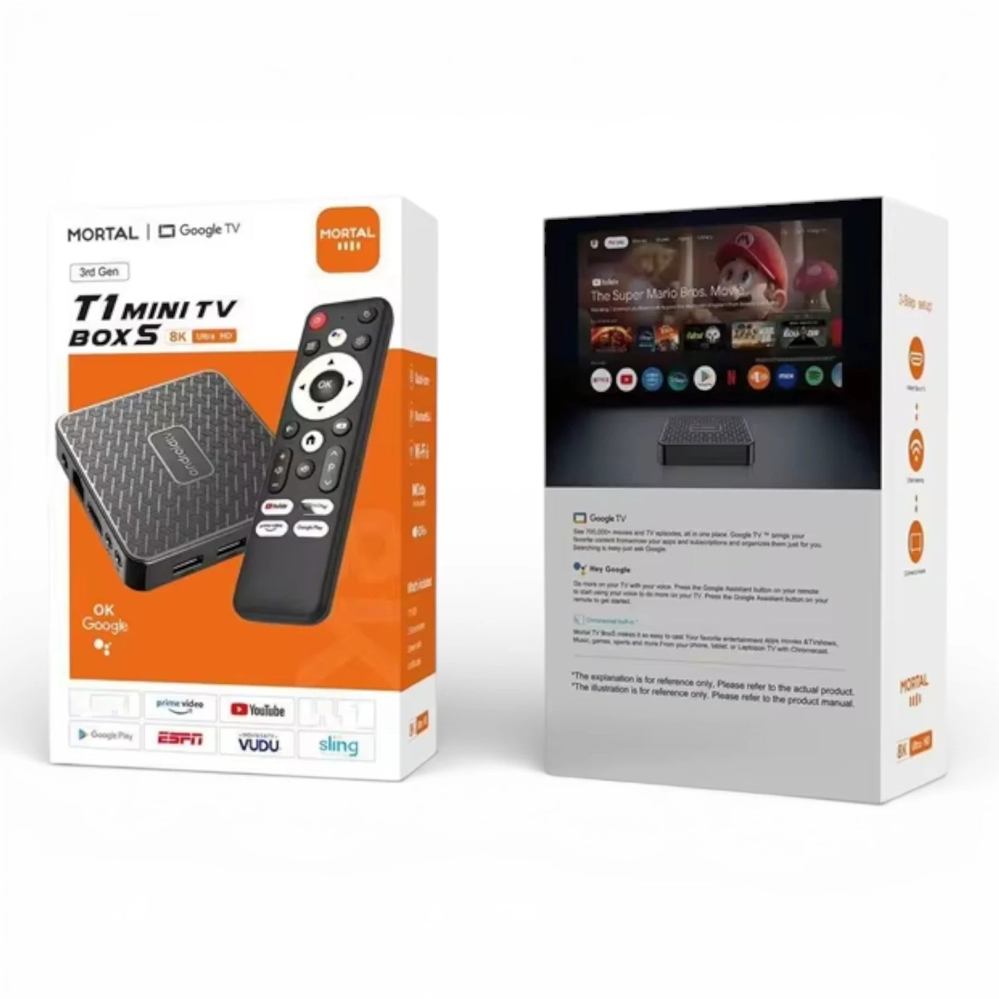 MORTAL T1 Mini TV Box S (3rd Gen) – Google TV 8K Ultra HD, Wi‑Fi 6, Dolby Vision/Atmos