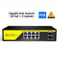10-Port Gigabit PoE Switch 08G20GB  (8 PoE + 2 Uplink) 1000Mbps | VLAN Mode | DC 52V 2.3A 120W