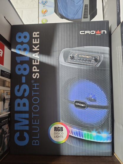 Crown CMS-8138 Bluetooth Speaker – Portable RGB Disco Light Party Speaker