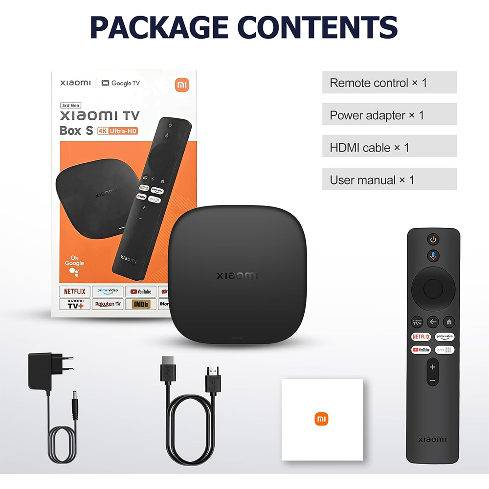 Xiaomi TV Box S 3rd Gen - 4K UHD, Google TV, 32GB Memory, Dolby Vision &amp; Atmos, WiFi 6, HDMI 2.1, Fast Streaming, Compact and Powerful