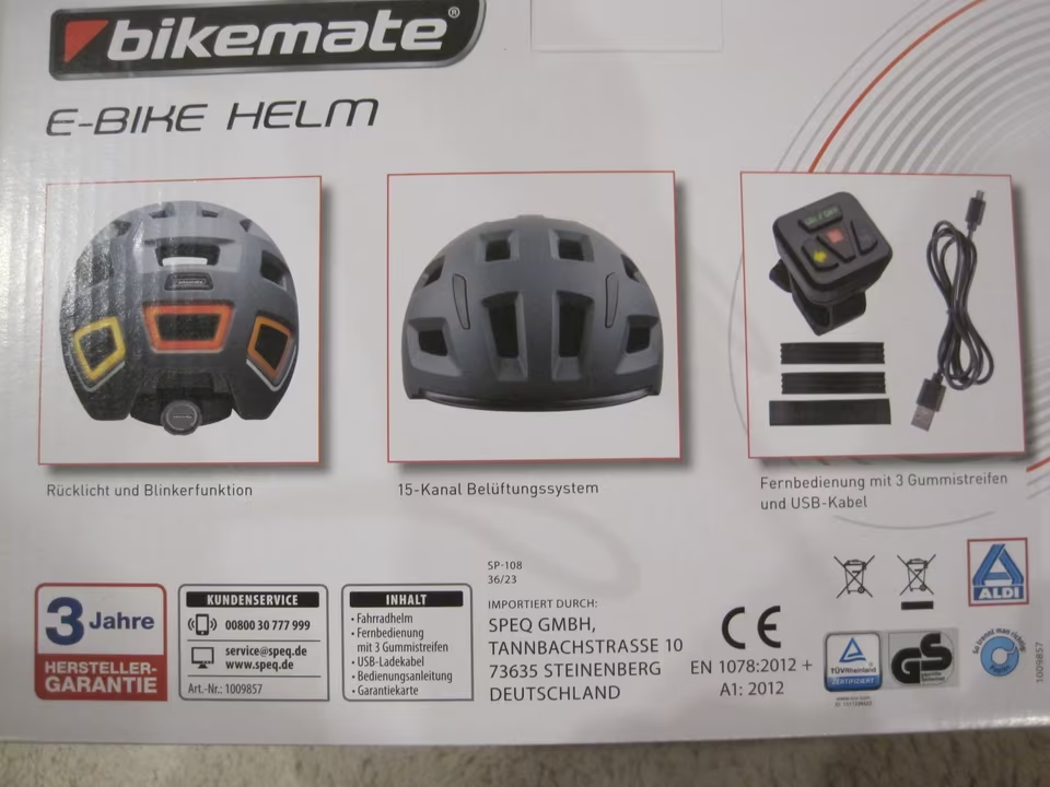 BikeMate  Smart Helmet: Integrated Rear Red Light,&  Turn Signal, Ventilation, Black L/XL