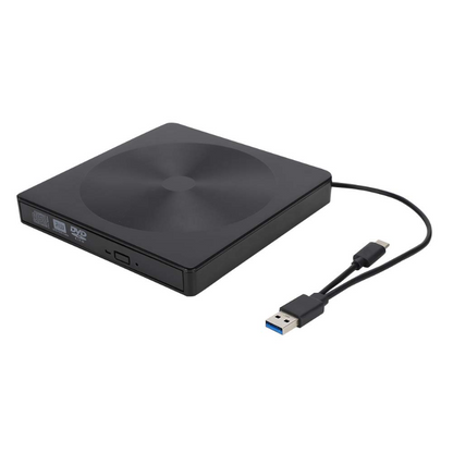 External DVD Drive, USB 3.0 Type C Dual Port, Portable Slim CD / DVD-RW Burner, DVD / CD and Reader Plug & Play,  for Laptop, MacBook, Desktop