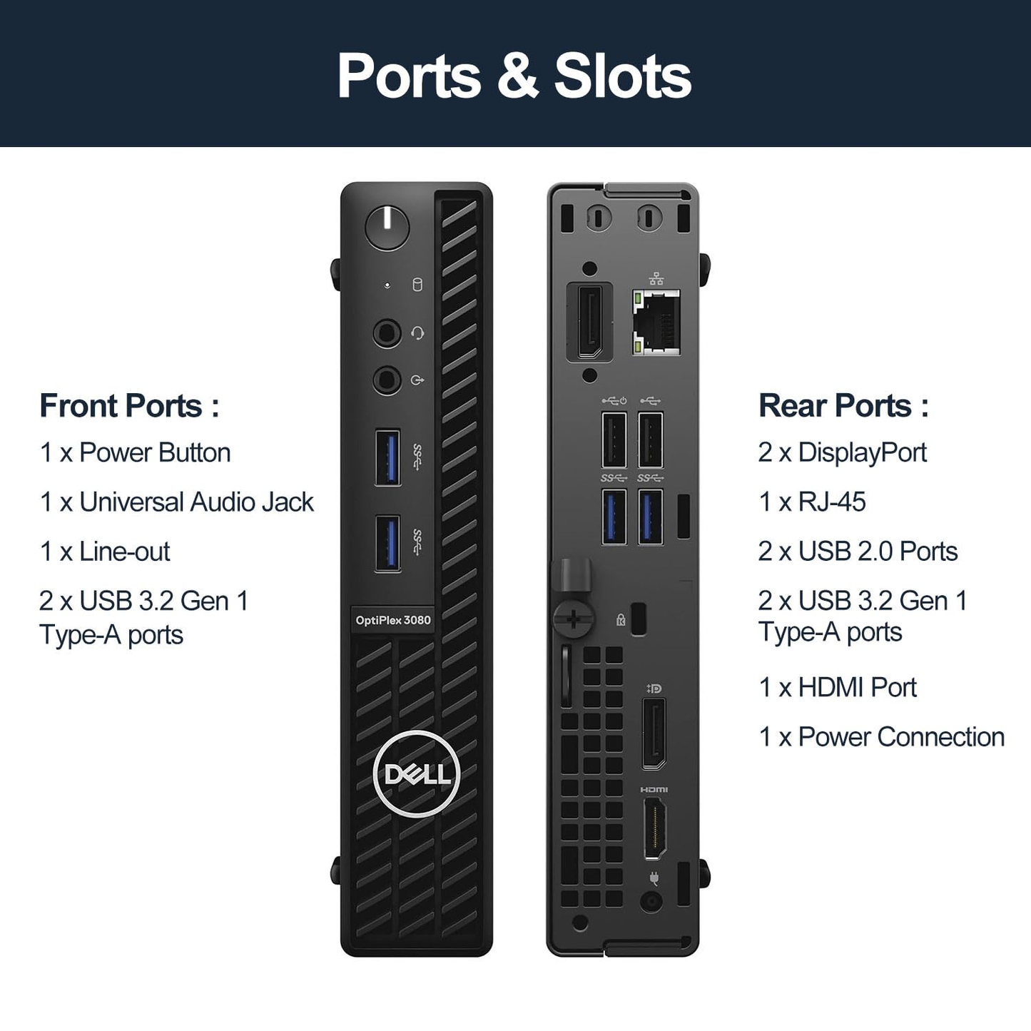 Dell OptiPlex 3080 Micro Desktop PC, Intel Core i5 10th Gen, 8GB RAM, 256GB NVMe SSD, Mini Business Computer