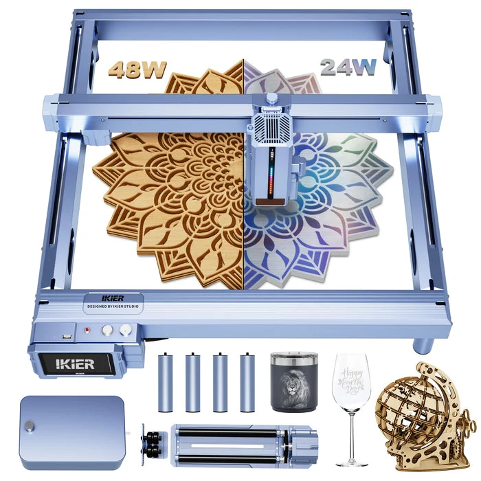 iKier K1 Pro Max 48W / 24W Laser Engraver – Complete 6-Item Bundle
