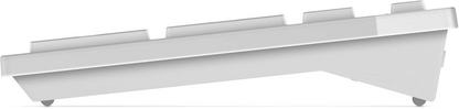 lebbuy Dell KM636 wireless keyboard in white with a sleek side profile view showing the ergonomic tilted design