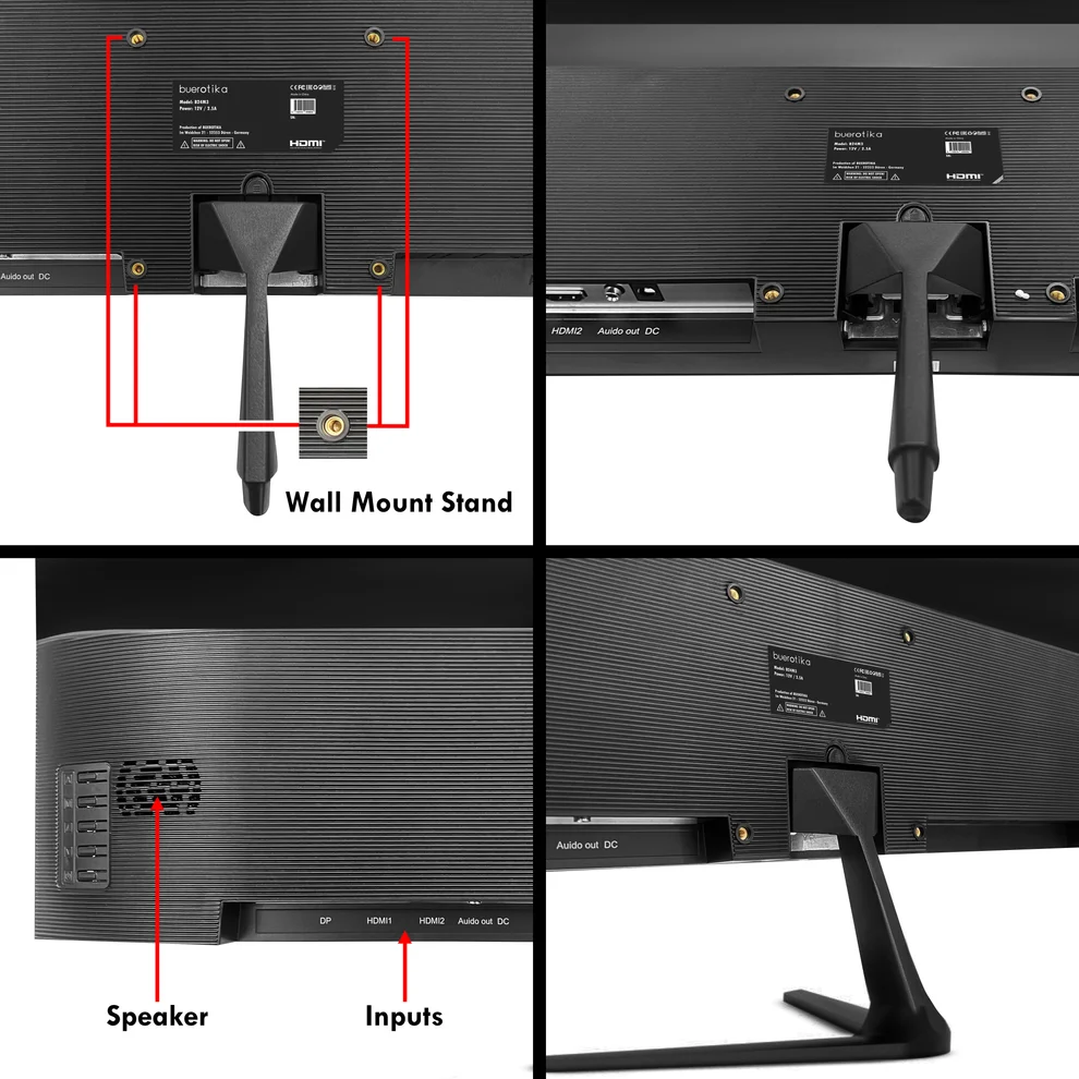 BUEROTIKA B24M3 23.8" IPS Full HD Monitor – 144Hz, 3ms, DP/HDMI, Speakers