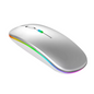 lebbuy Lenovo W10 slim rechargeable wireless mouse in silver with RGB lighting accents on a white background